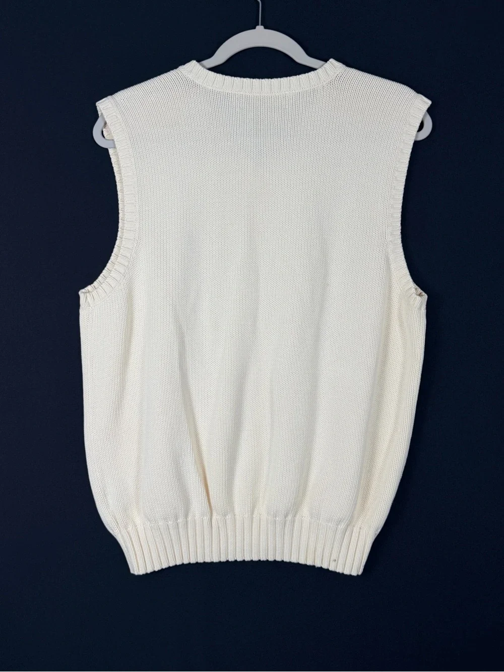 Polo by Ralph Lauren Cream V-Neck Sweater Vest with Navy Pony like new **